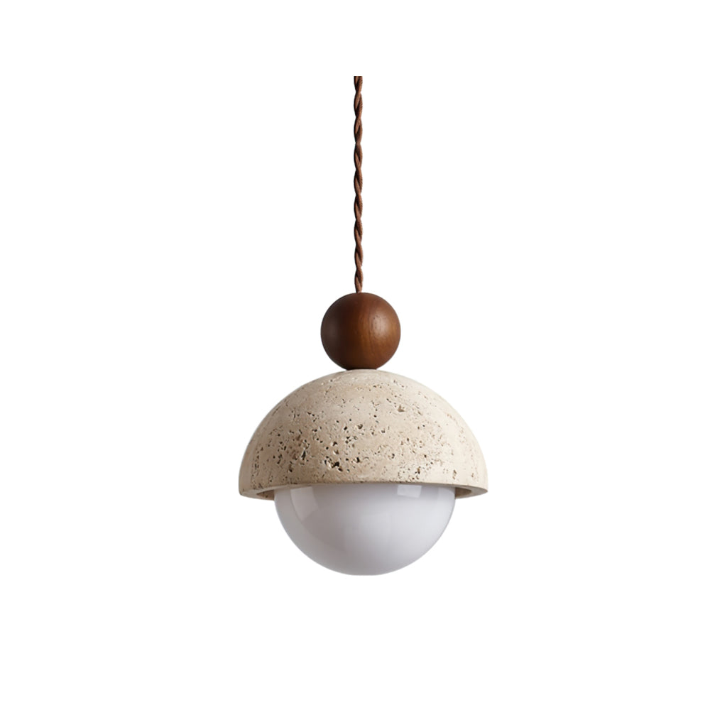 Aria Pendant Light Travertine Dome Glass - image 1