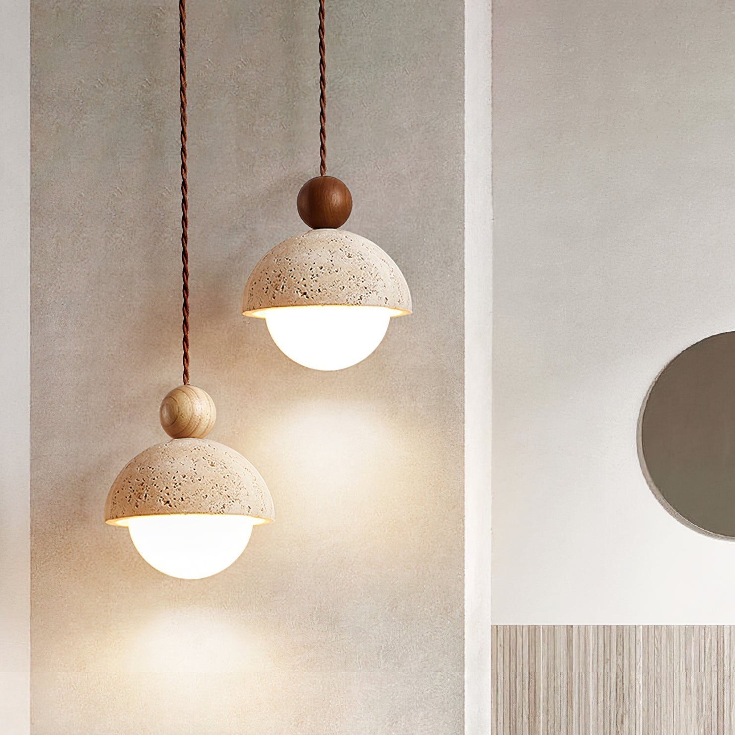 Aria Pendant Light Travertine Dome Glass - image 7