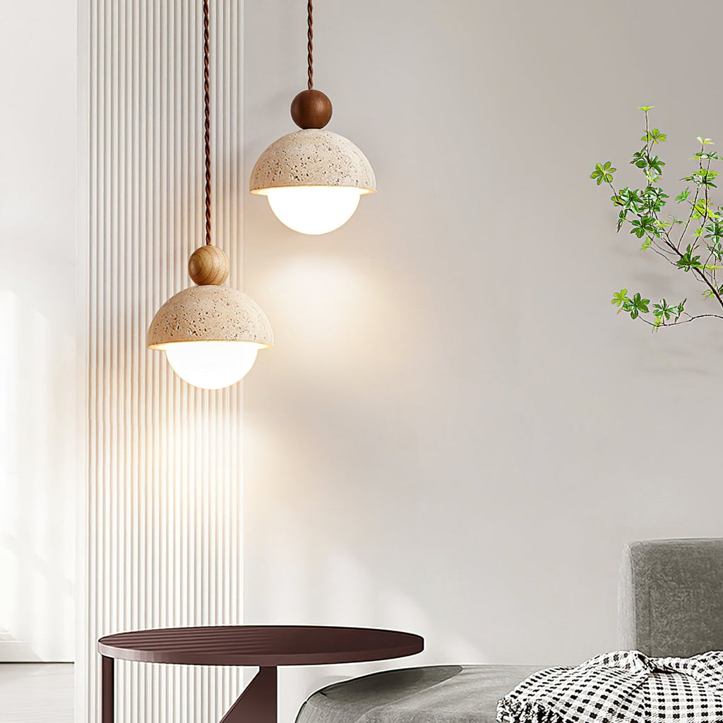 Aria Pendant Light Travertine Dome Glass - image 9