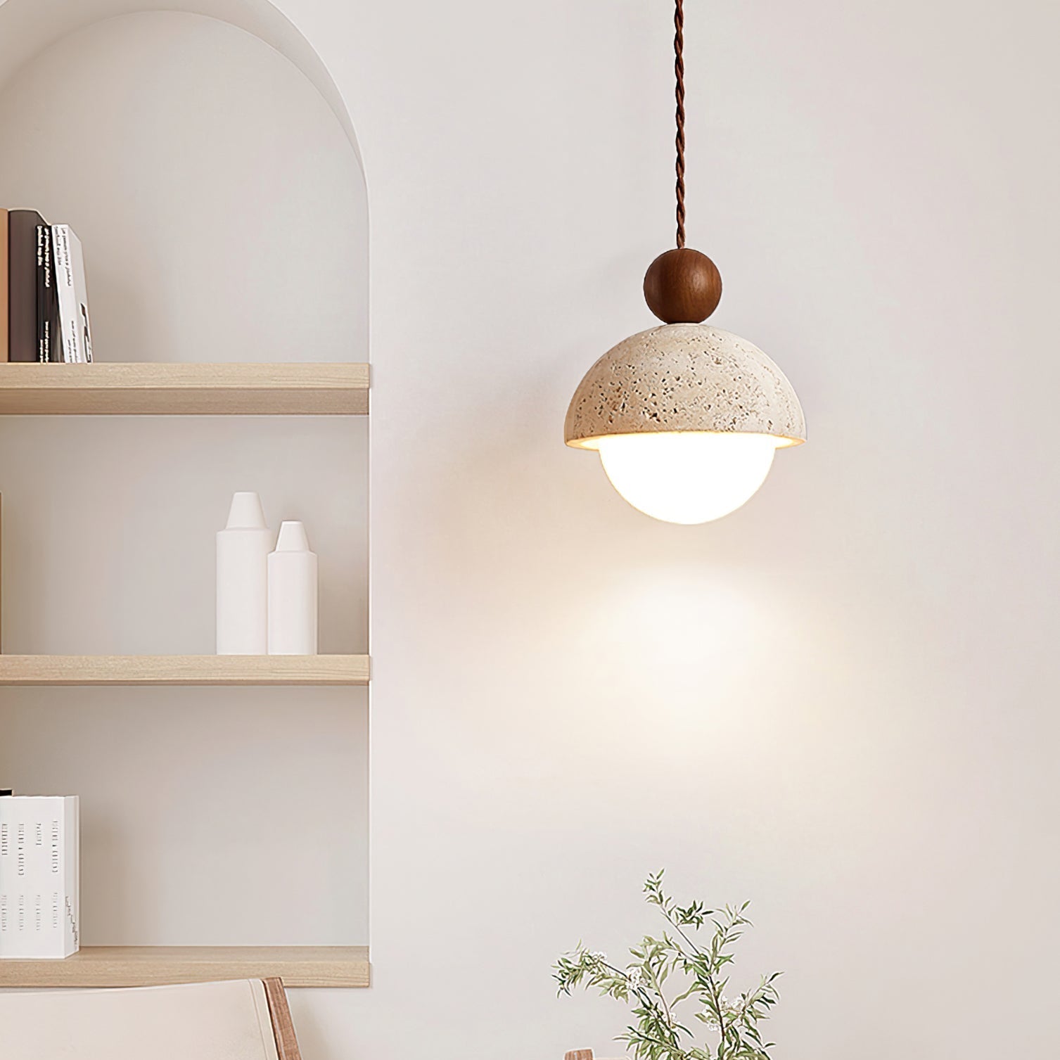 Aria Pendant Light Travertine Dome Glass - image 6