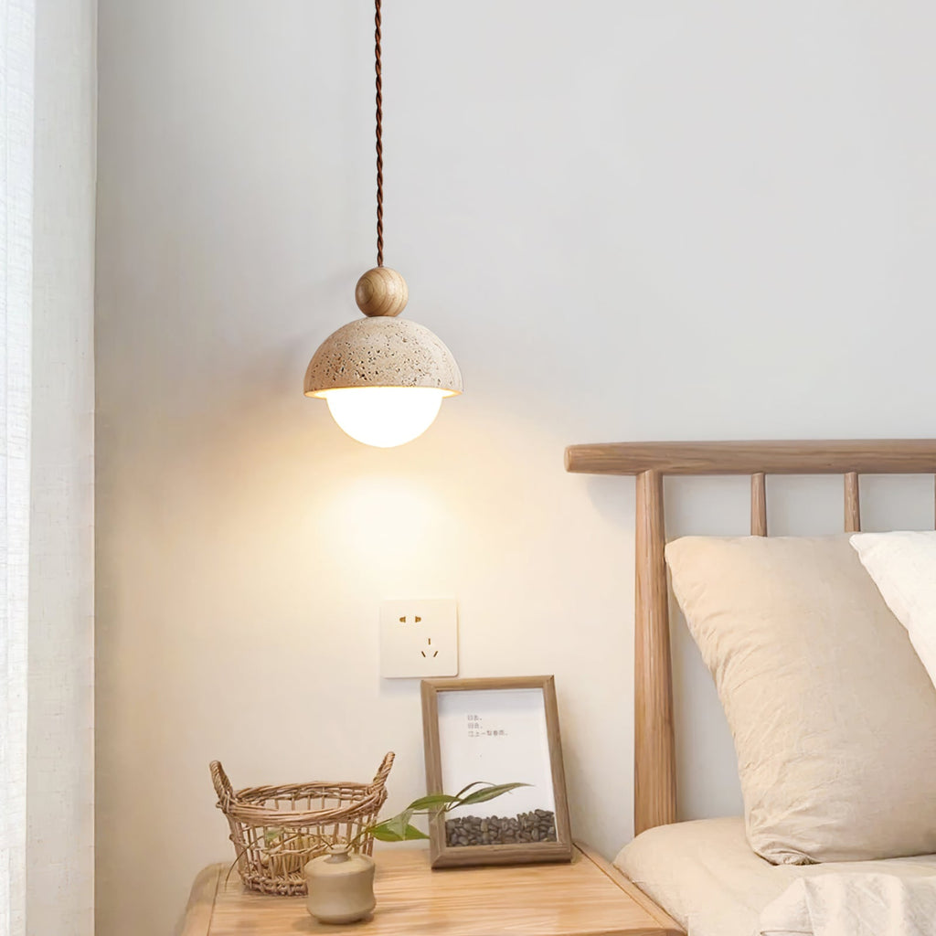 Aria Pendant Light Travertine Dome Glass - image 3