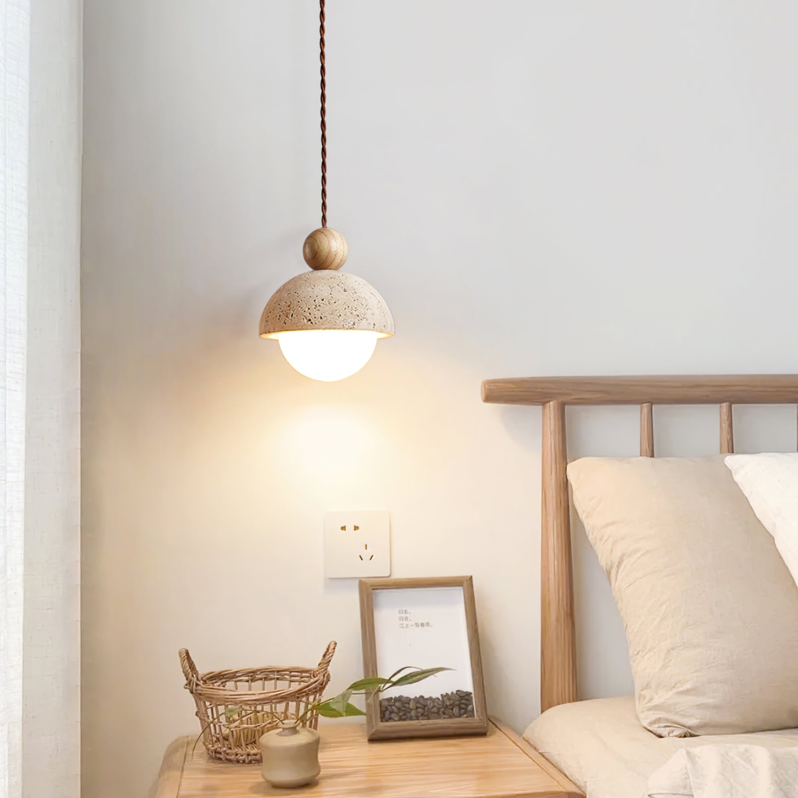 Aria Pendant Light Travertine Dome Glass - image 3