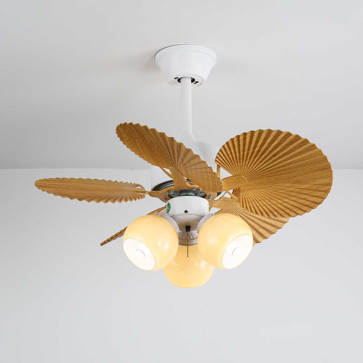 Aurelia Vintage Wood Glass Ceiling Fan Light