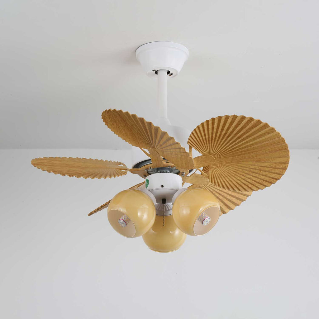 Aurelia Vintage Wood Glass Ceiling Fan Light