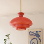 Pendant Lamp Layered Glass Dome Retro Silhouette Warm Ambient Glow