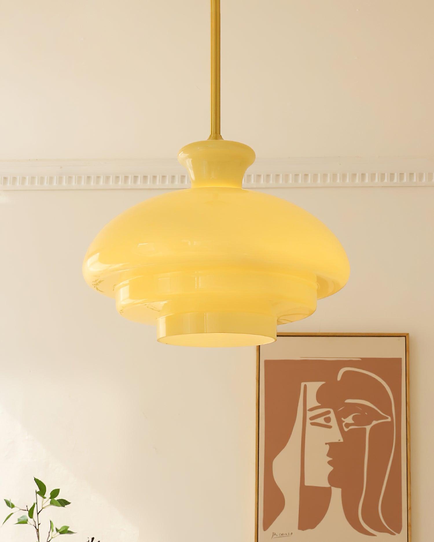 Pendant Lamp Layered Glass Dome Retro Silhouette Warm Ambient Glow