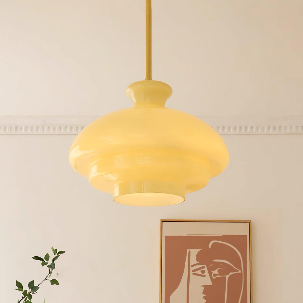Pendant Lamp Layered Glass Dome Retro Silhouette Warm Ambient Glow