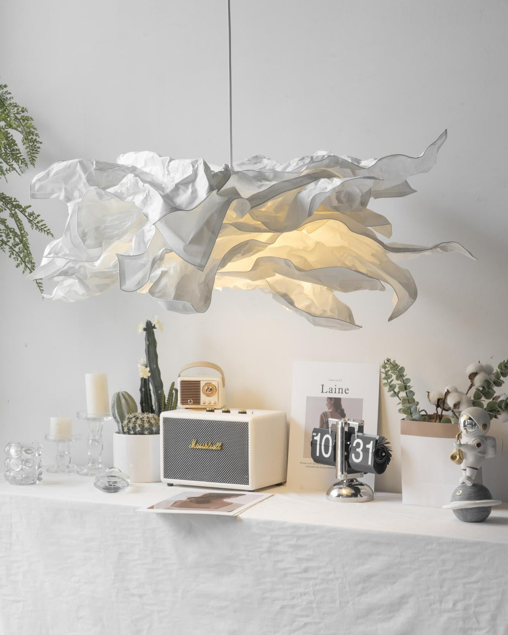 Paper Plug-In Pendant Lamp Pleated Origami Form