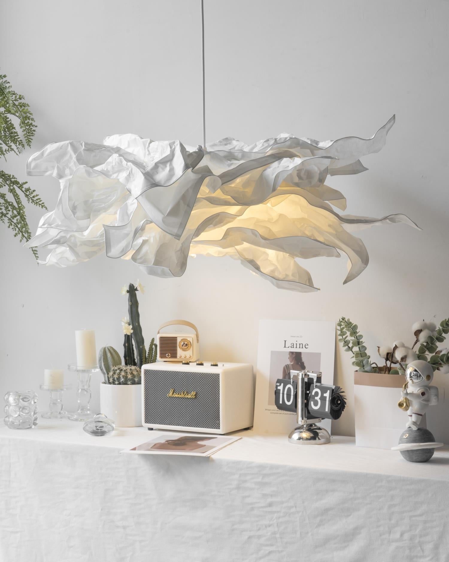 Paper Plug-In Pendant Lamp Pleated Origami Form