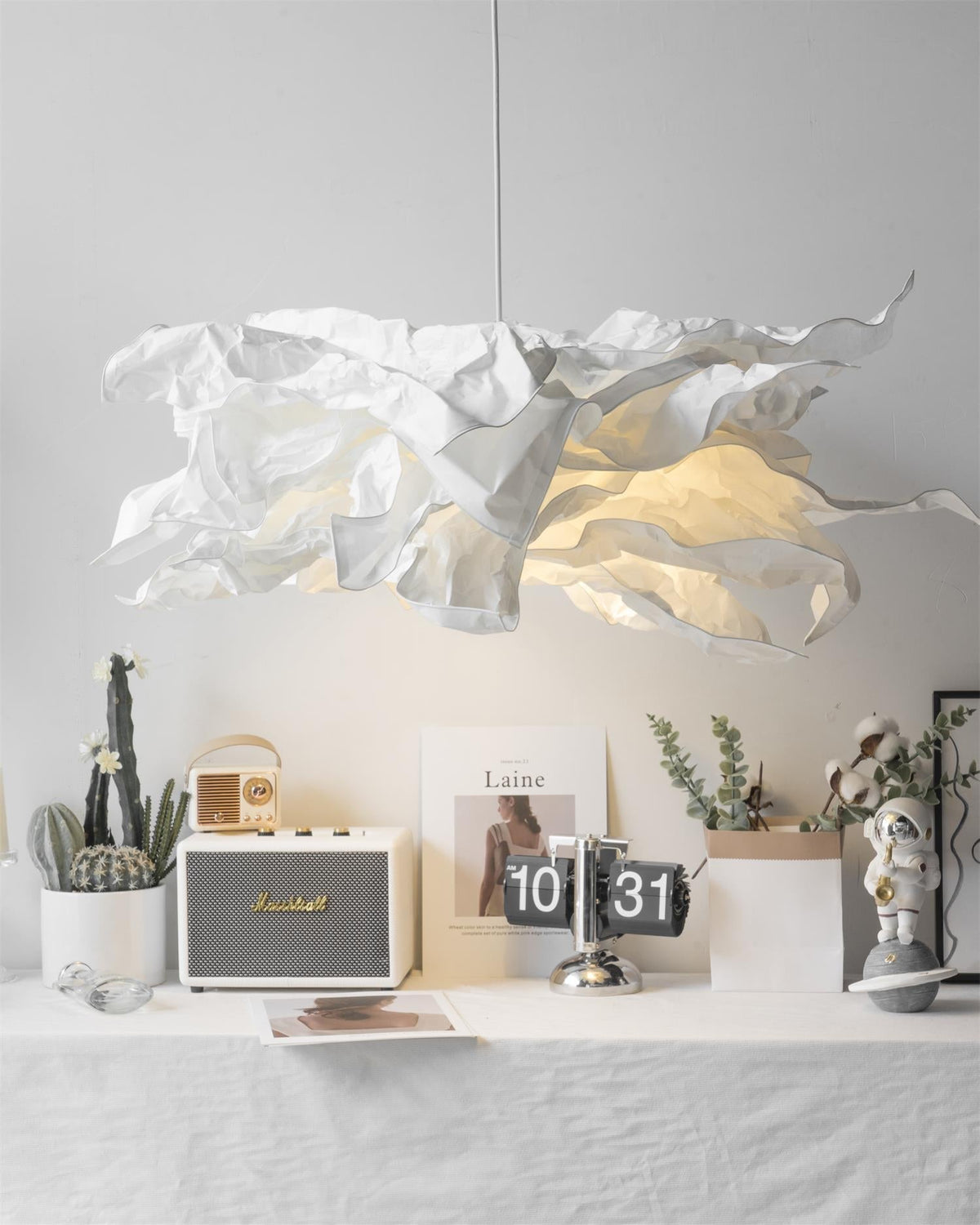 Paper Plug-In Pendant Lamp Pleated Origami Form