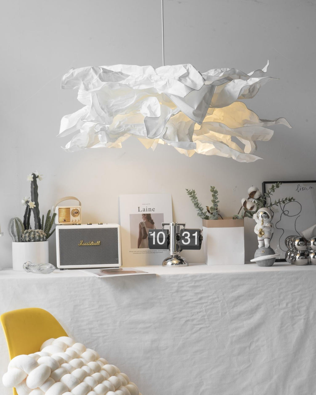 Paper Plug-In Pendant Lamp Pleated Origami Form