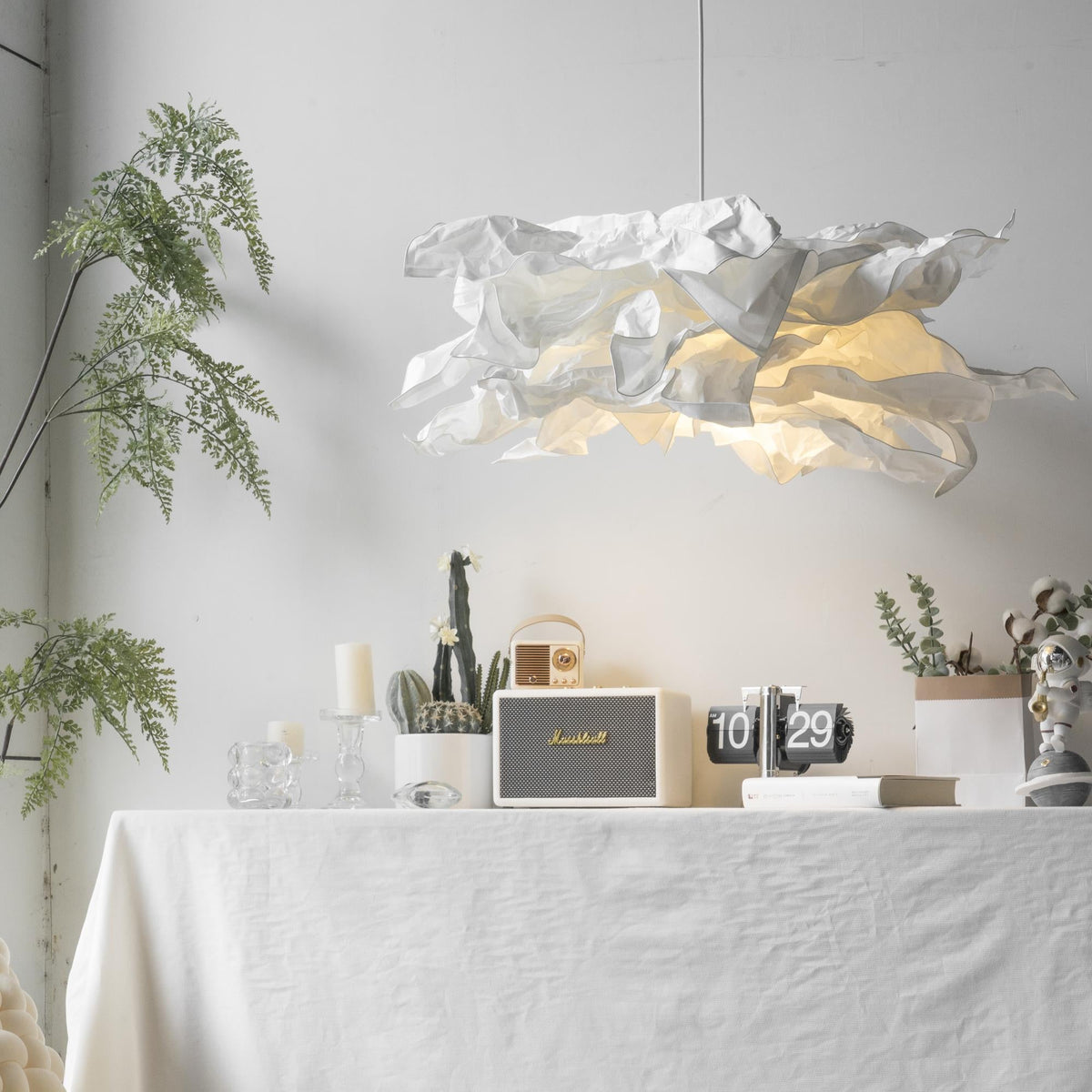 Paper Plug-In Pendant Lamp Pleated Origami Form