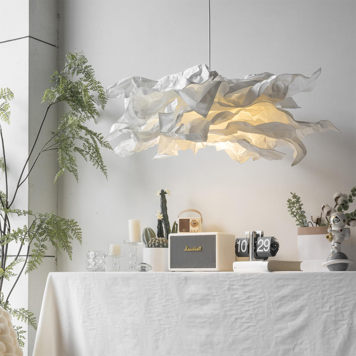 Paper Plug-In Pendant Lamp Pleated Origami Form