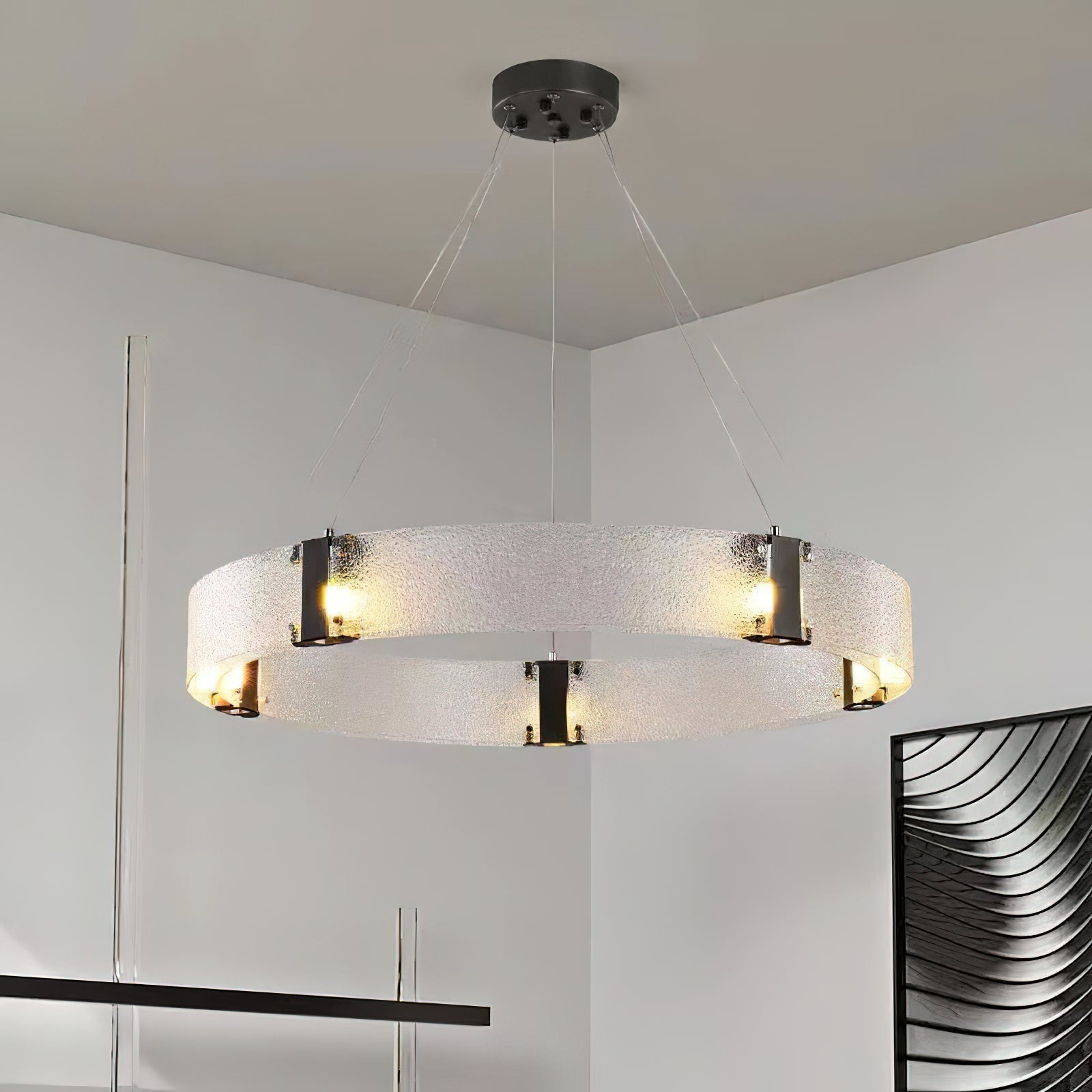 Parallel Modern Minimalist Ring Glass Chandelier