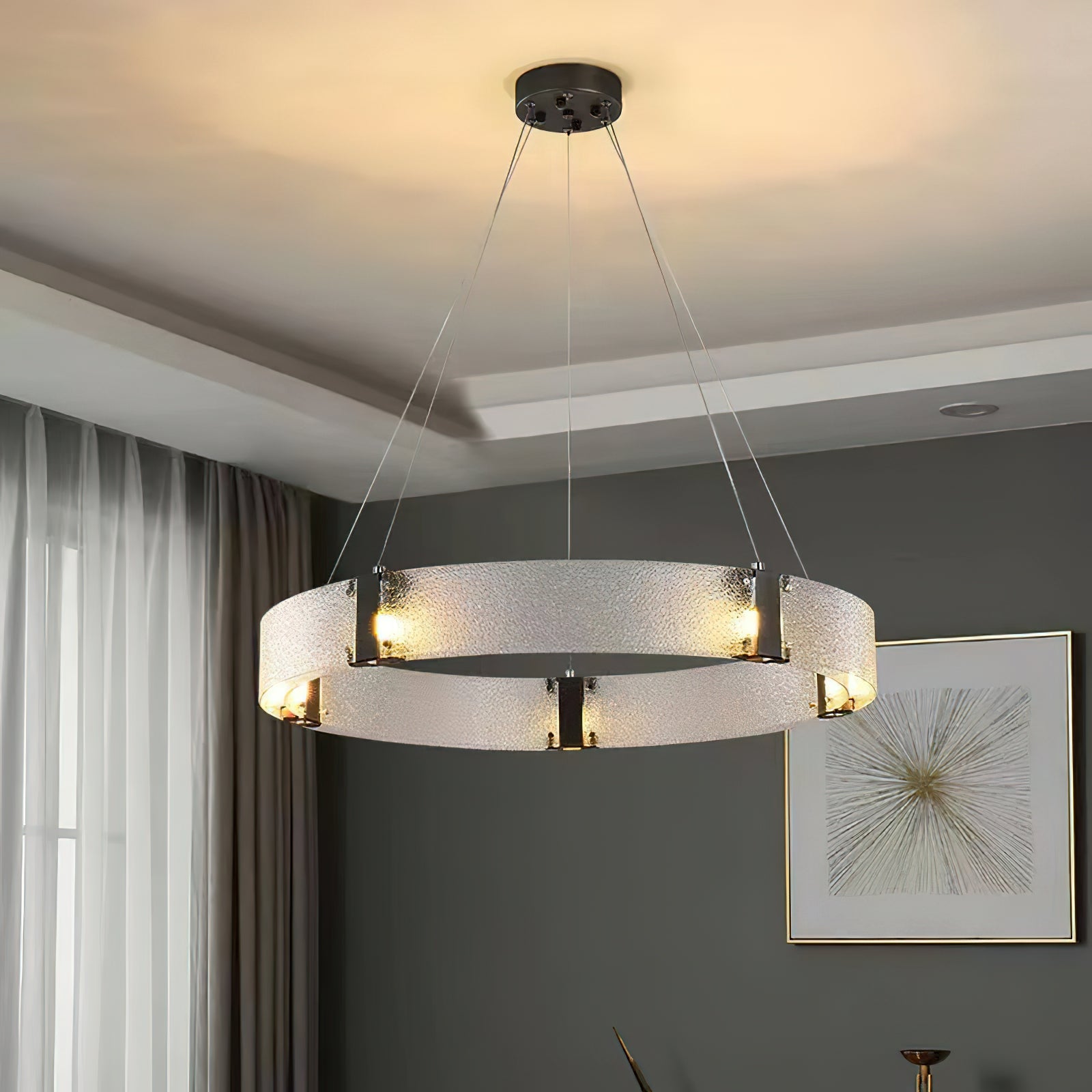 Parallel Modern Minimalist Ring Glass Chandelier