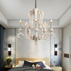 Lustra Chandelier Wooden Candle Mid-Century