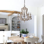 Lustra Chandelier Wooden Candle Mid-Century
