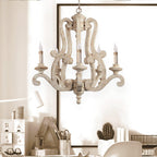 Lustra Chandelier Wooden Candle Mid-Century