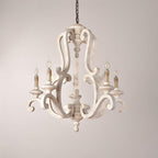 Lustra Chandelier Wooden Candle Mid-Century