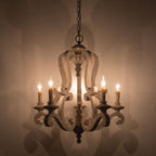 Lustra Chandelier Wooden Candle Mid-Century