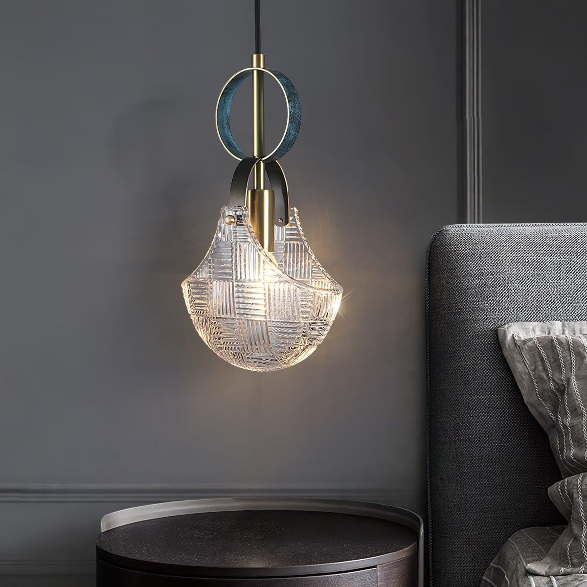 Lustra Pendant Light Glass Brass Teal