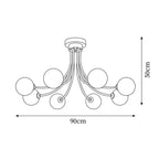 Ceiling Light Brass Branching Arms Opal Globe Shades Modern Elegant