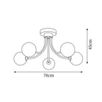 Ceiling Light Brass Branching Arms Opal Globe Shades Modern Elegant