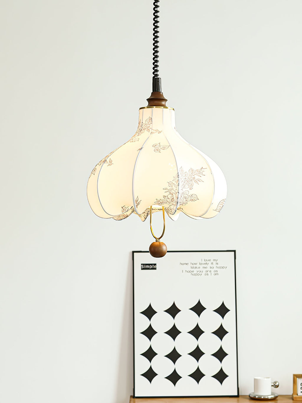 Lustra Pendant Lamp Pear Fabric Lantern for Living Room