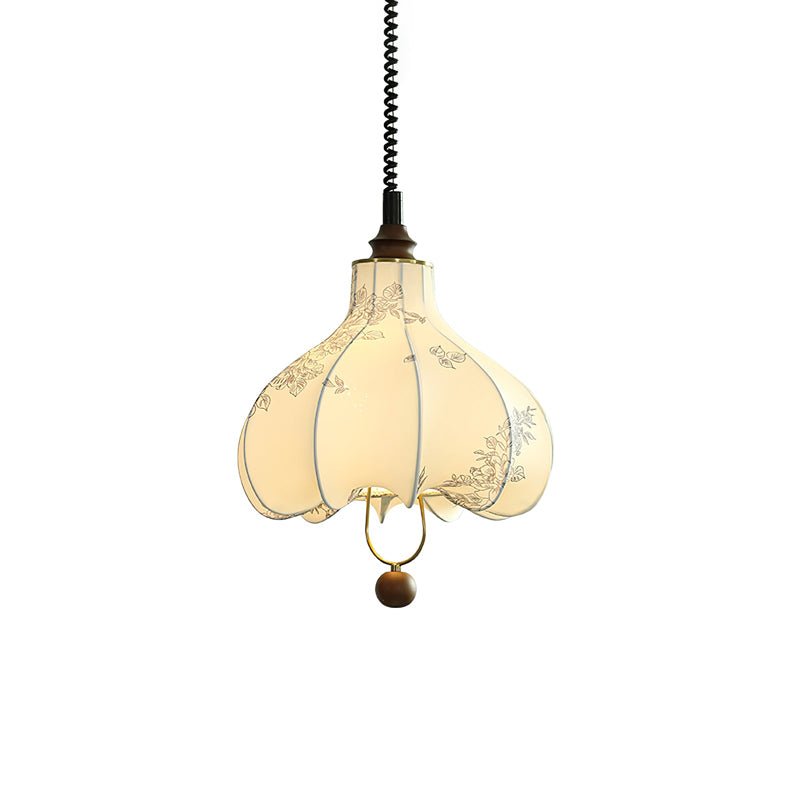 Lustra Pendant Lamp Pear Fabric Lantern for Living Room