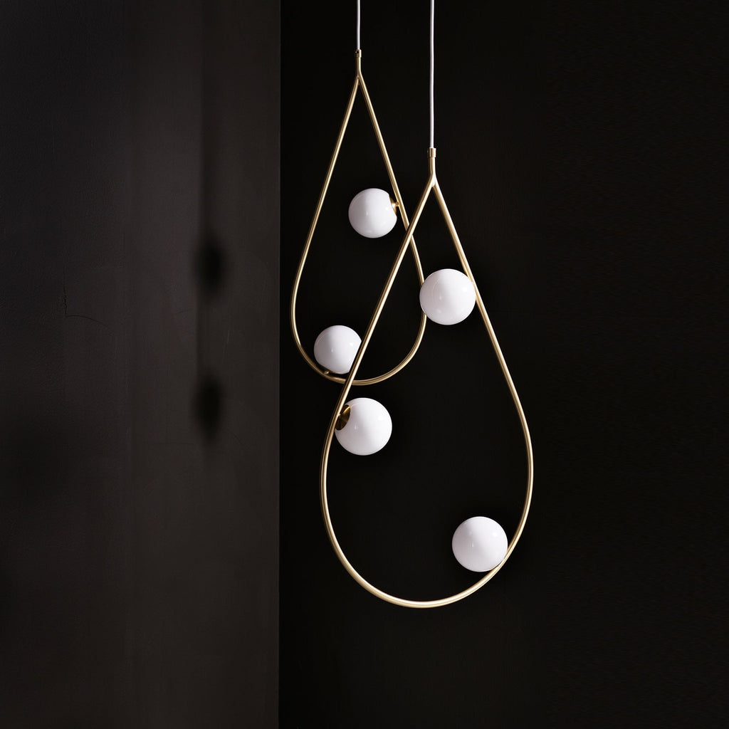 Ertheion Modern Minimalist Pearls Brass Glass Pendant Lamp