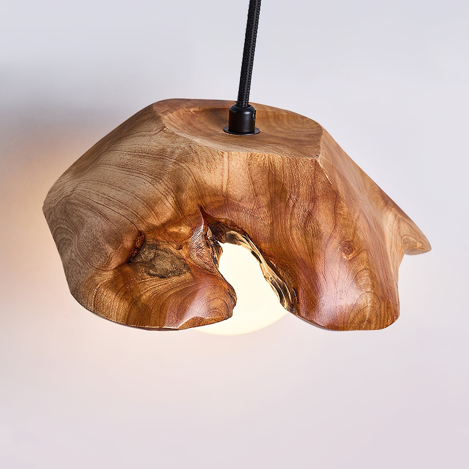 Tiffany Sculptural Wood Canopy Pendant Light