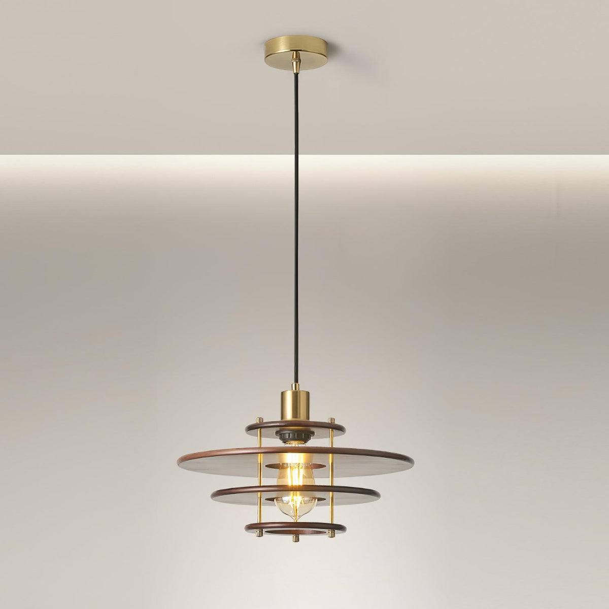 Pendel Pendant Lamp Layered Wood Brass Modern