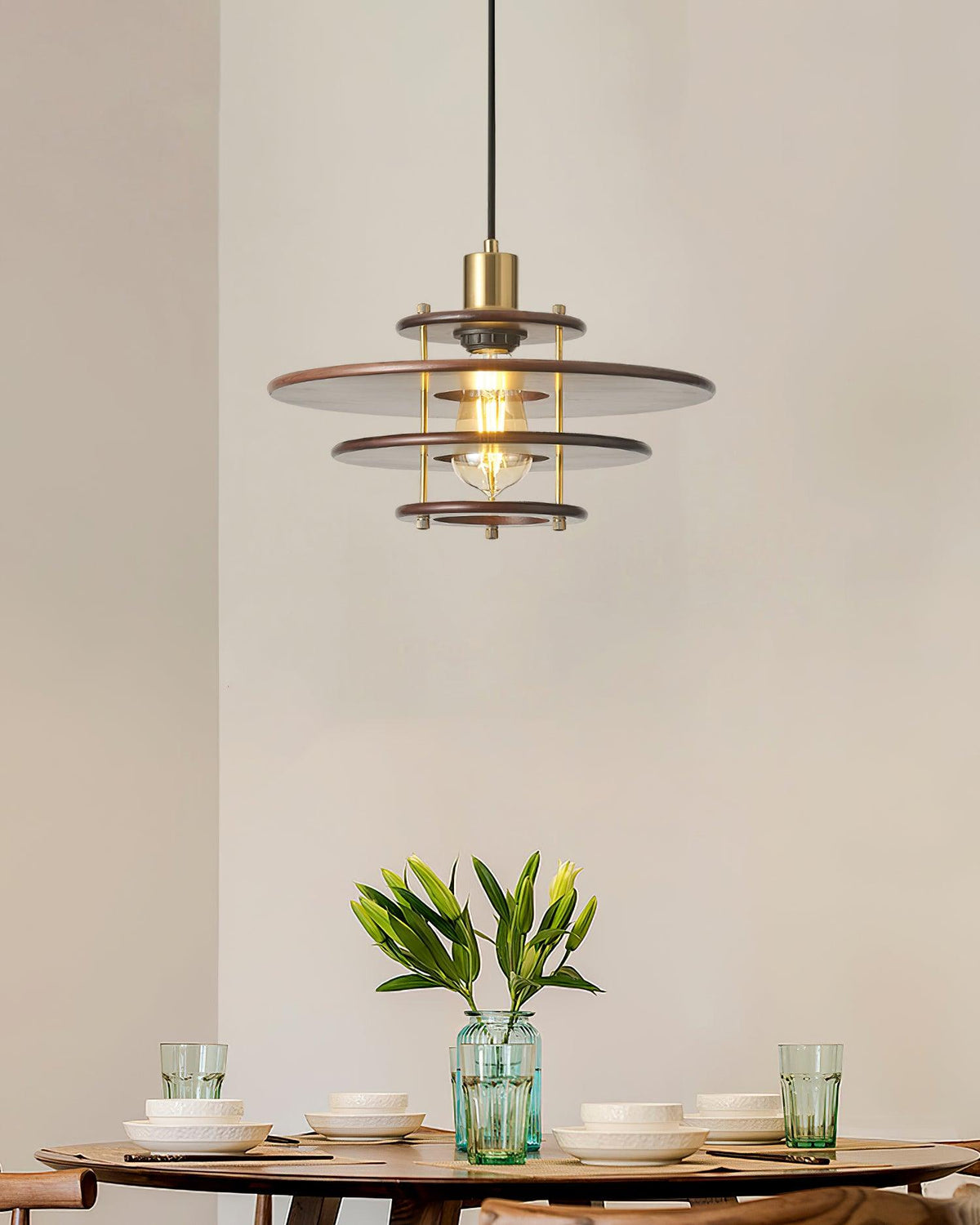 Pendel Pendant Lamp Layered Wood Brass Modern