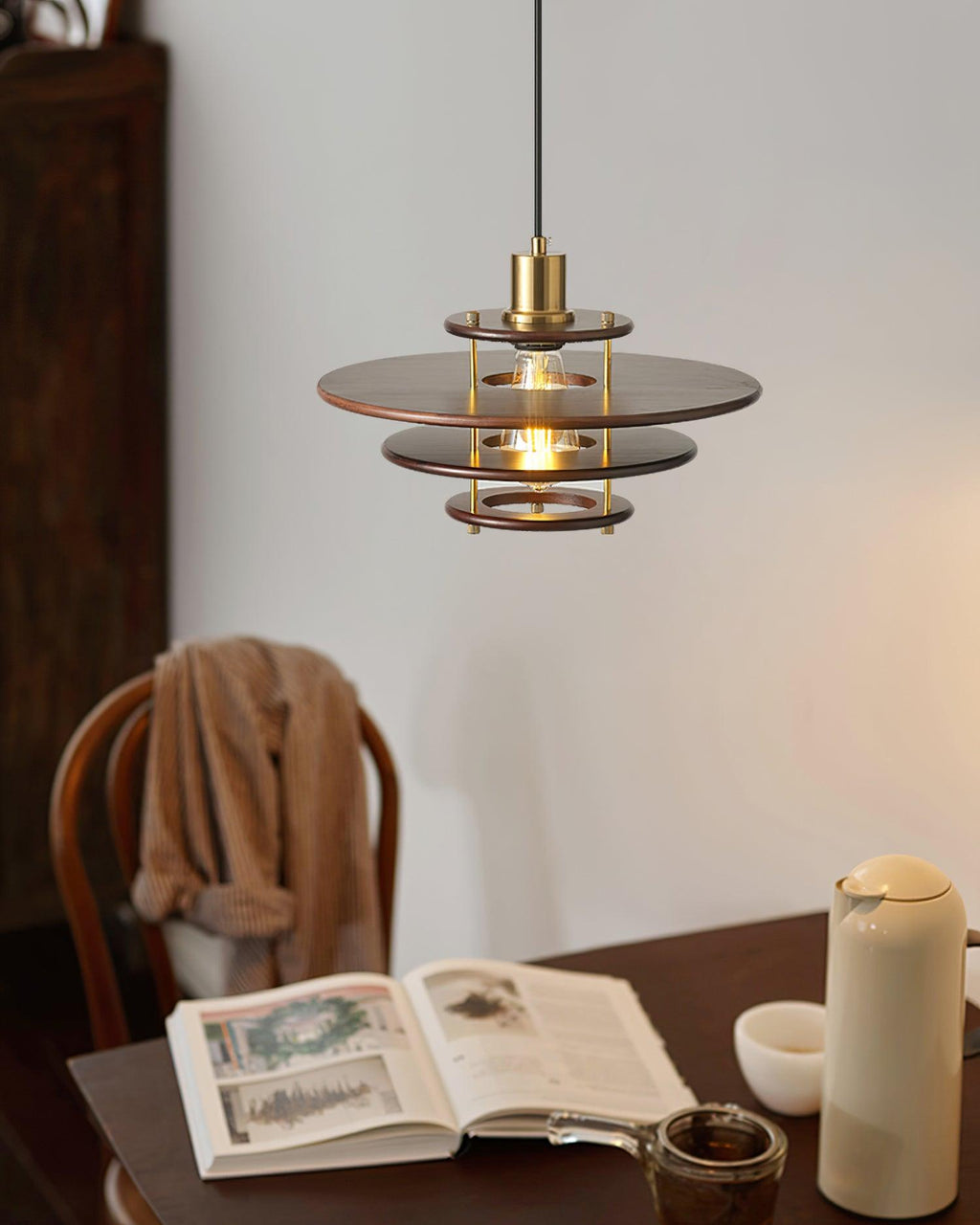Pendel Pendant Lamp Layered Wood Brass Modern