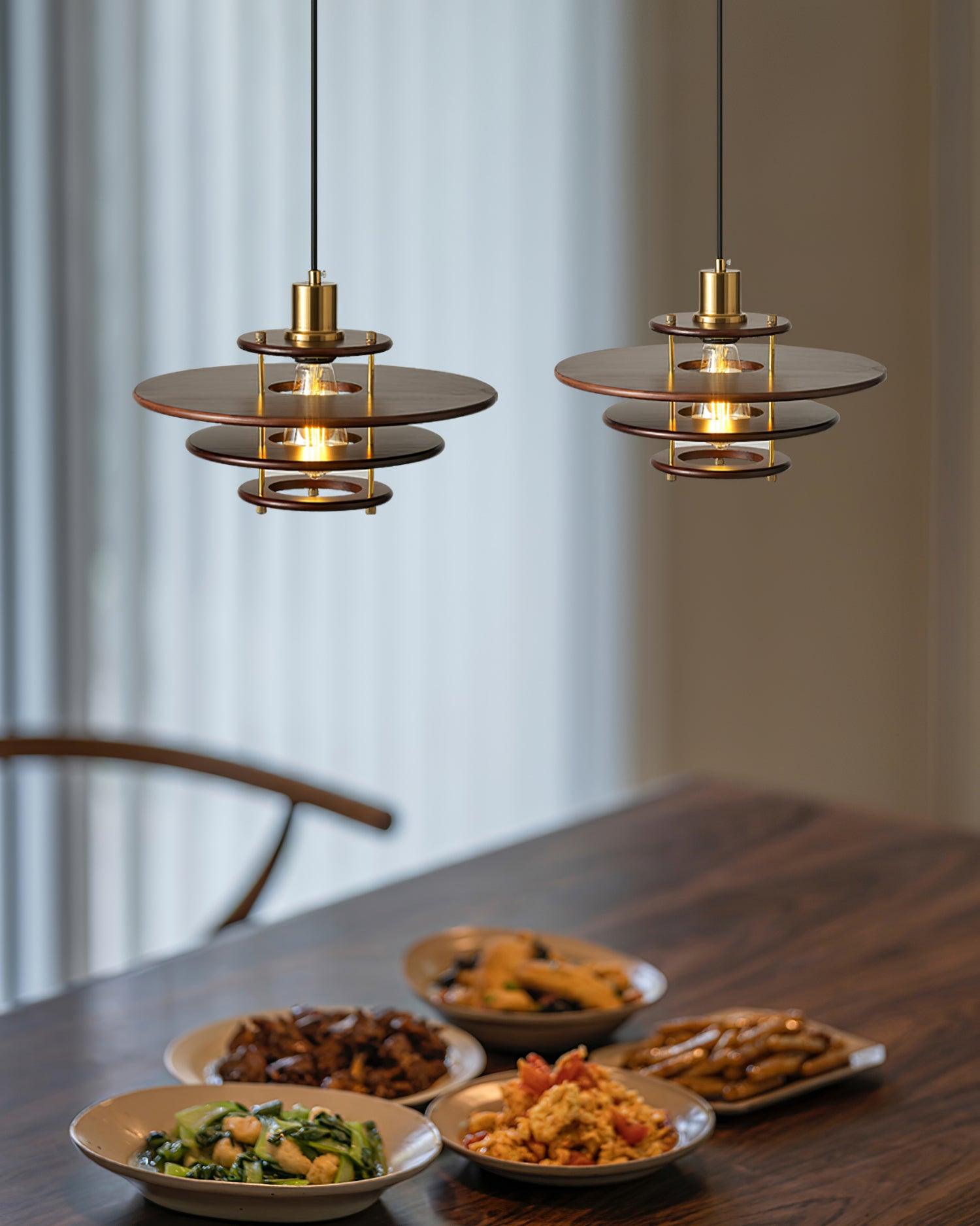 Pendel Pendant Lamp Layered Wood Brass Modern