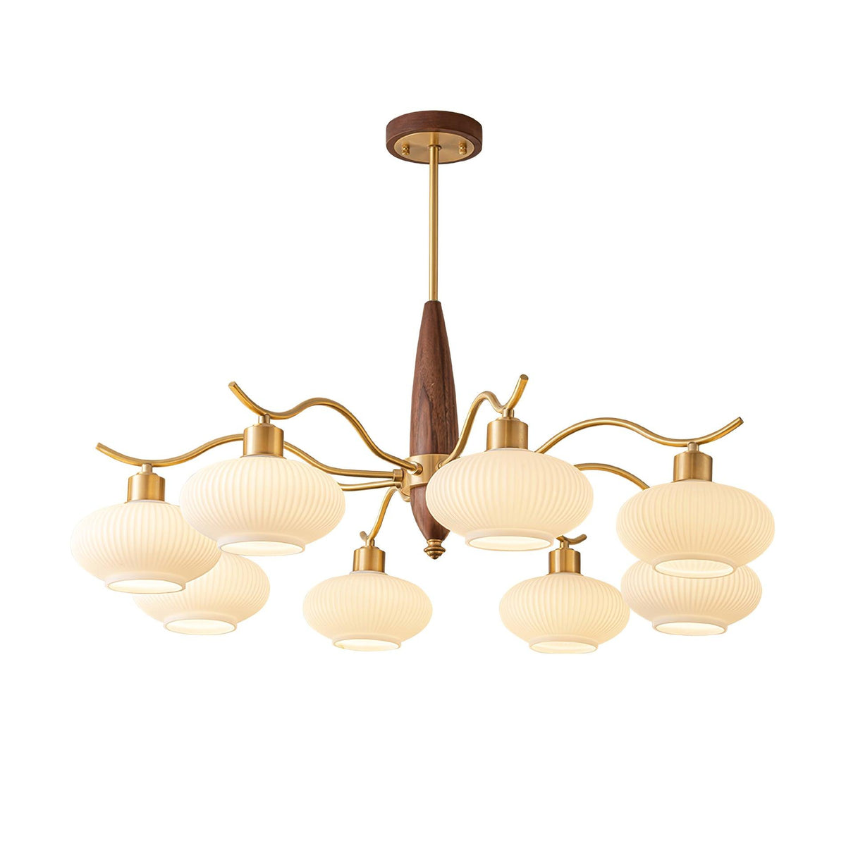 Cavien Brass and Walnut Chandelier