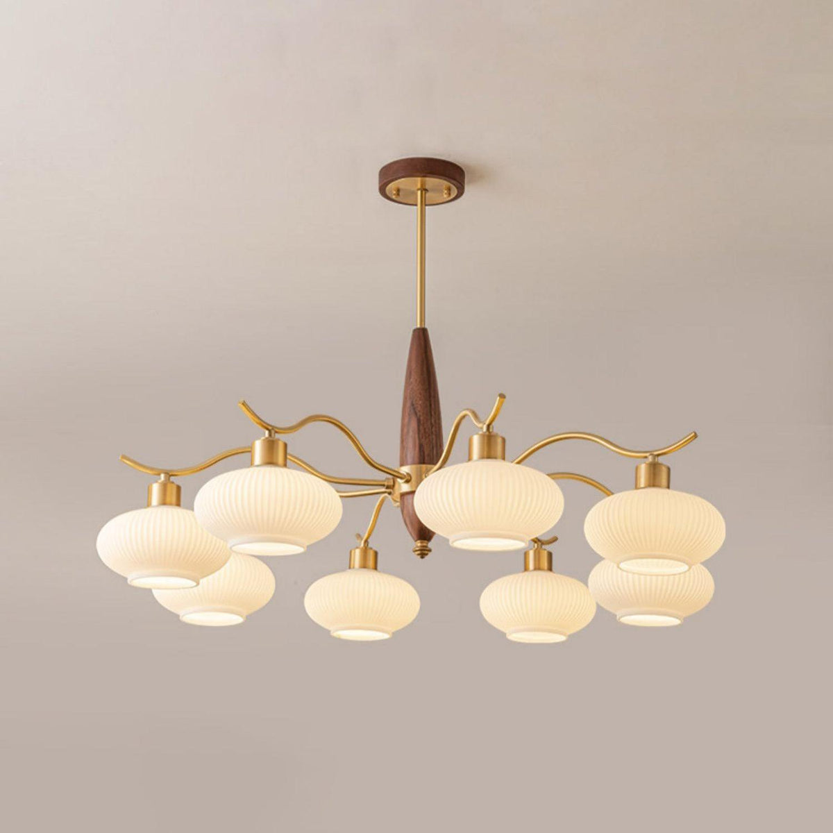 Cavien Brass and Walnut Chandelier