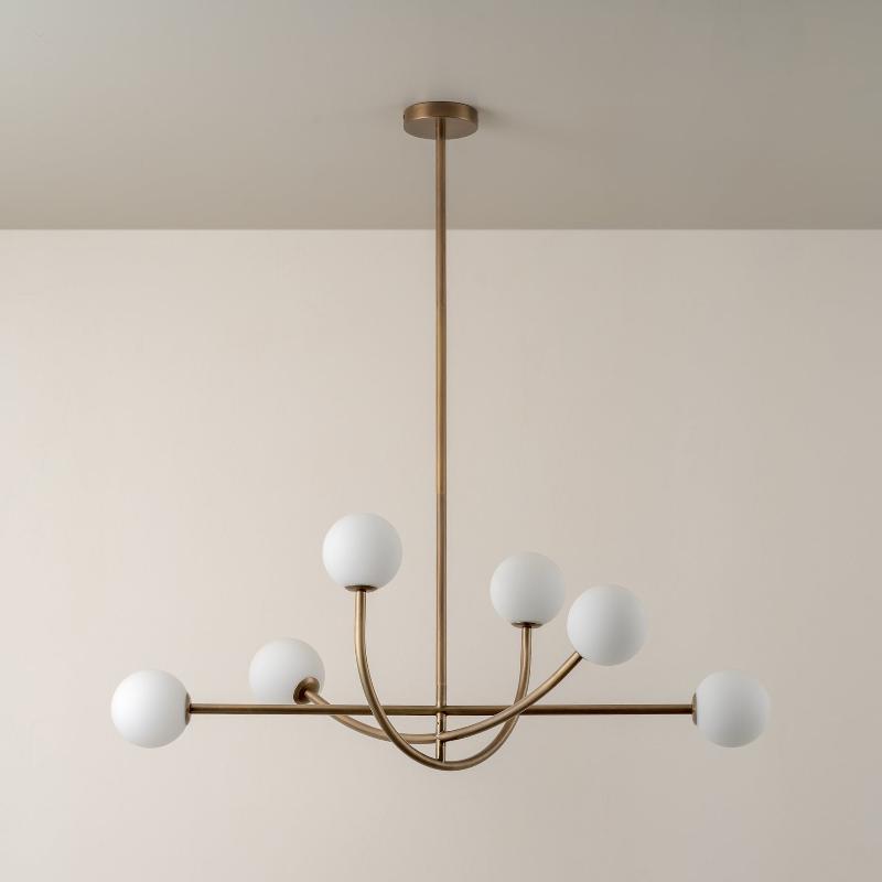 Ilvelia Modern Minimalist Brass Glass Chandelier