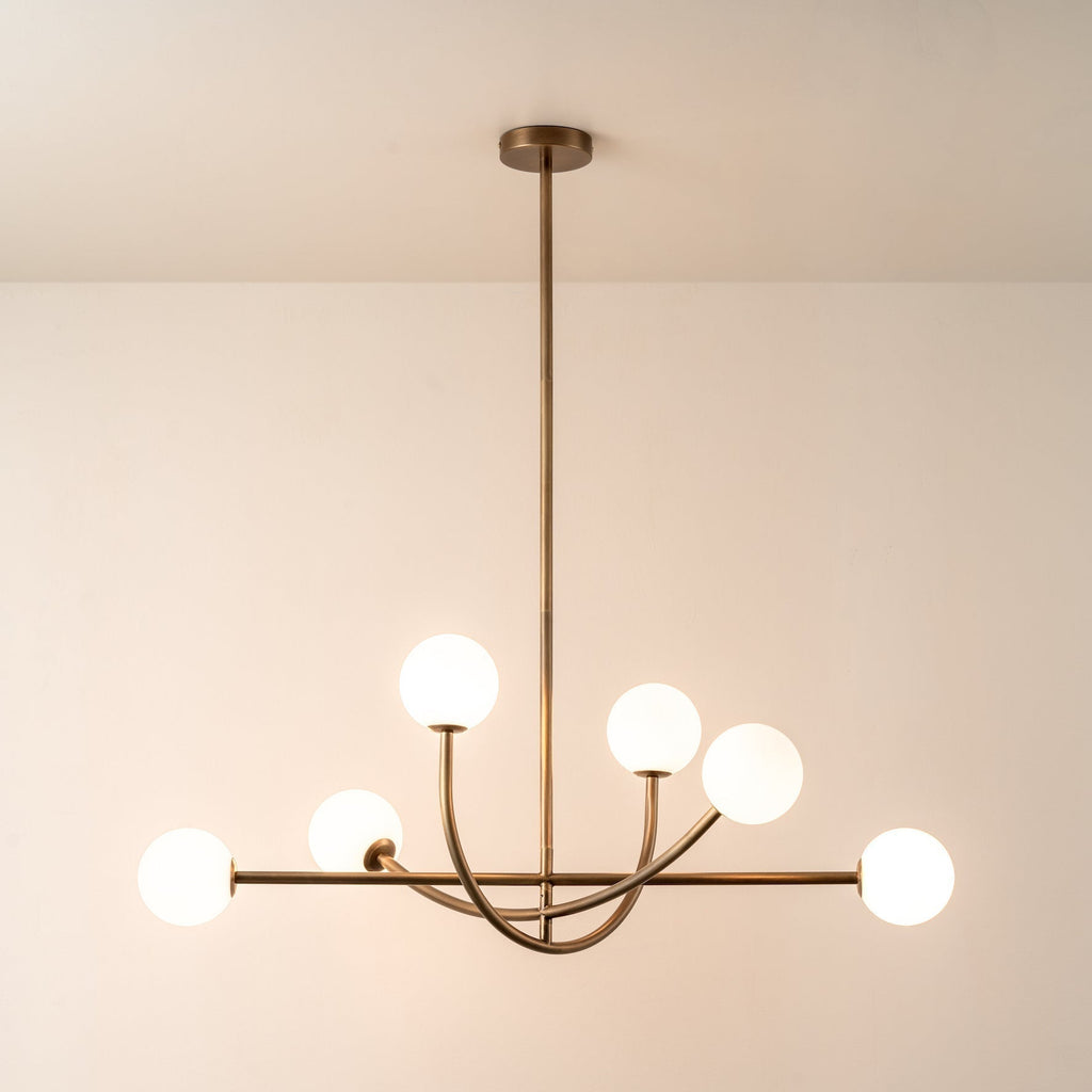 Ilvelia Modern Minimalist Brass Glass Chandelier
