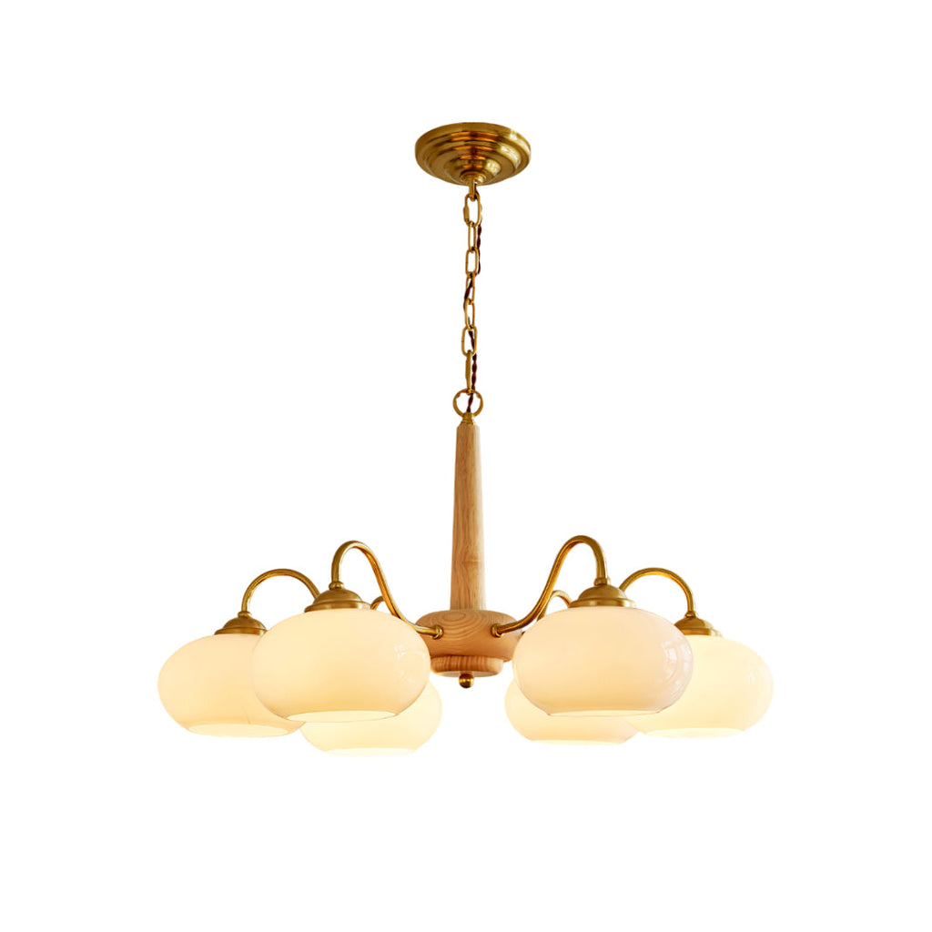 Elmiror Premium Nordic Art Wood Glass Chandelier