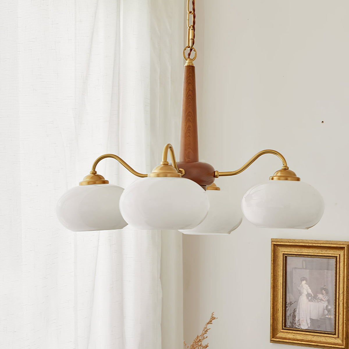 Elmiror Premium Nordic Art Wood Glass Chandelier