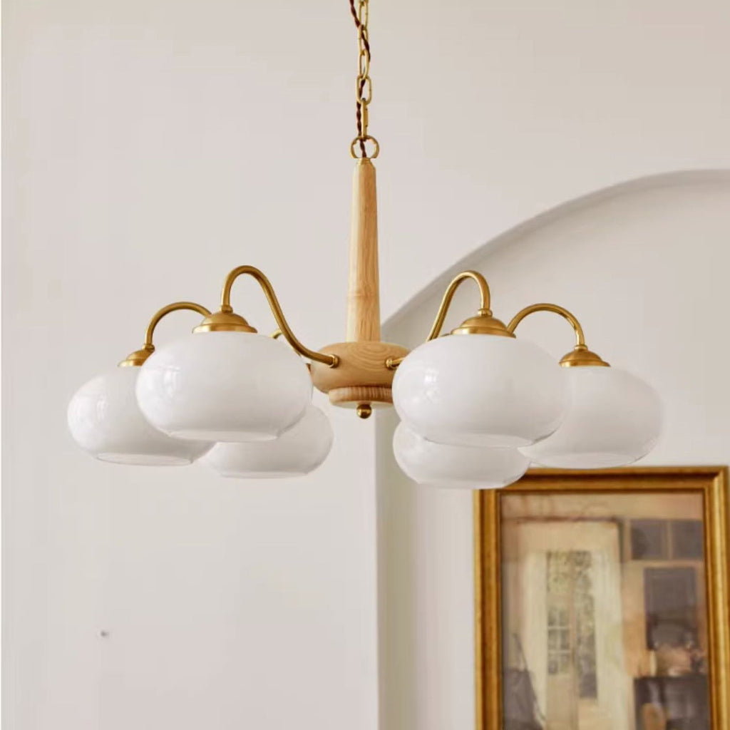 Elmiror Premium Nordic Art Wood Glass Chandelier