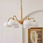 Elmiror Premium Nordic Art Wood Glass Chandelier