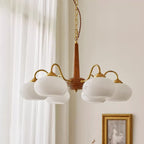 Elmiror Premium Nordic Art Wood Glass Chandelier