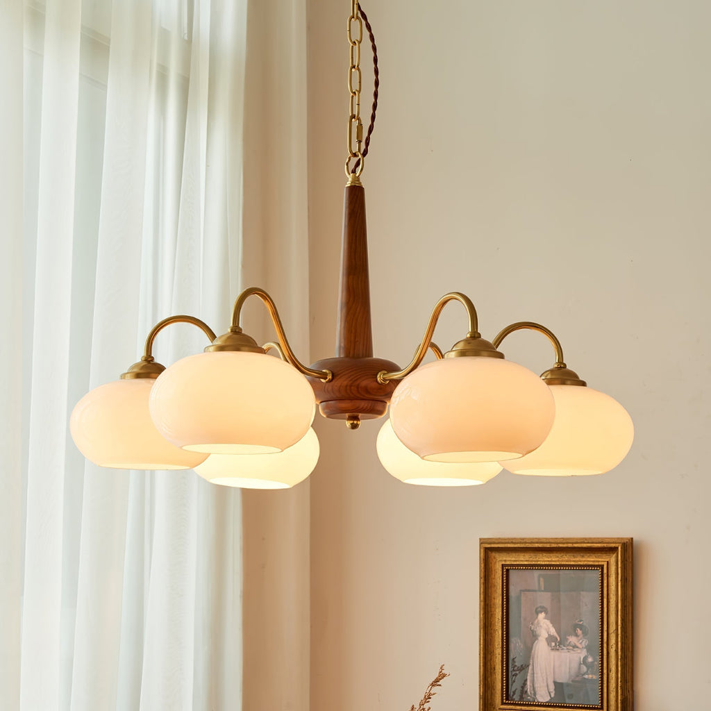 Elmiror Premium Nordic Art Wood Glass Chandelier