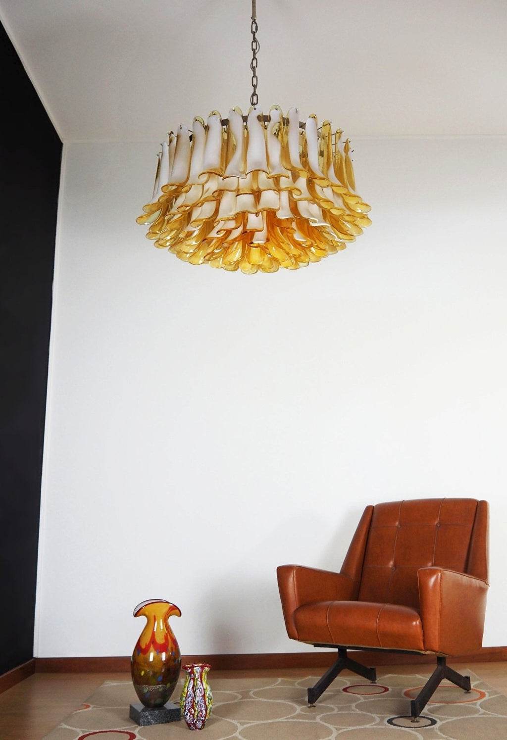 Aurora Chandelier Amber Murano Glass Petal Elegant