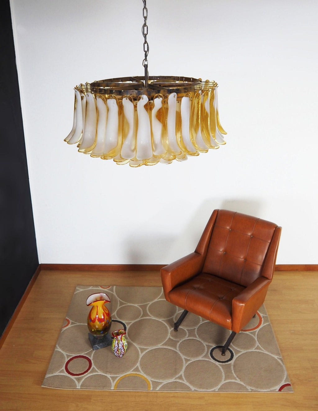 Aurora Chandelier Amber Murano Glass Petal Elegant