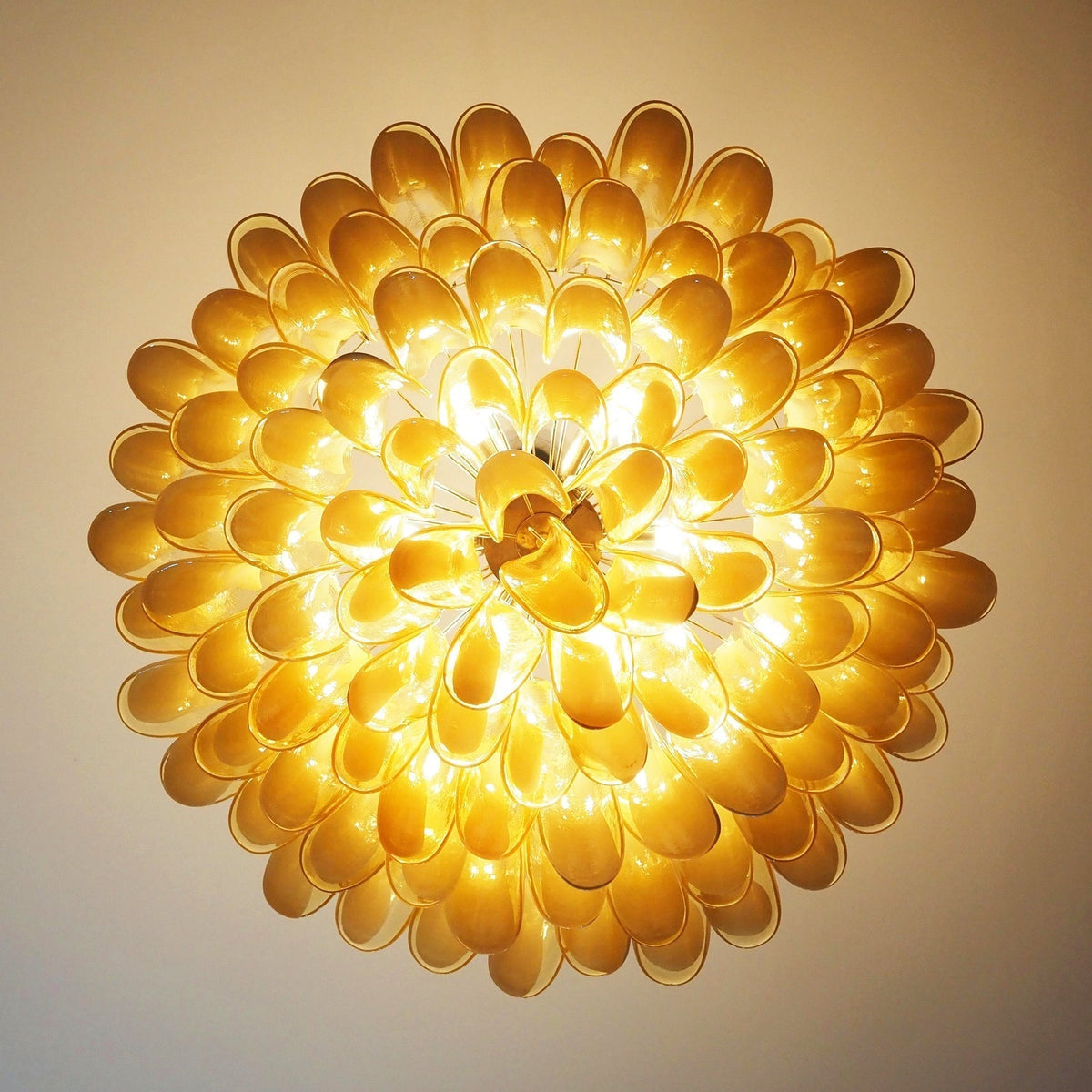 Aurora Chandelier Amber Murano Glass Petal Elegant