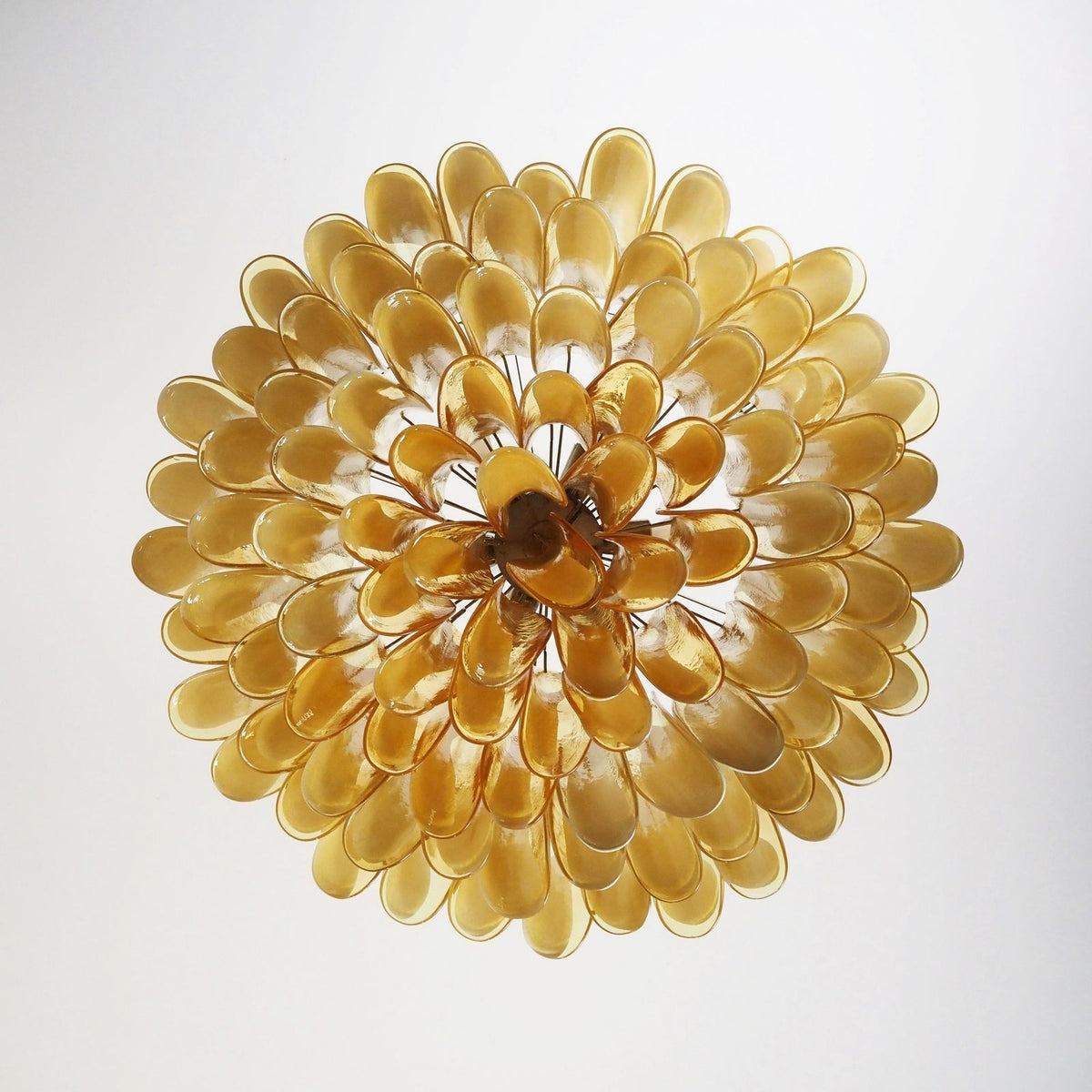 Aurora Chandelier Amber Murano Glass Petal Elegant
