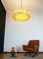 Aurora Chandelier Amber Murano Glass Petal Elegant